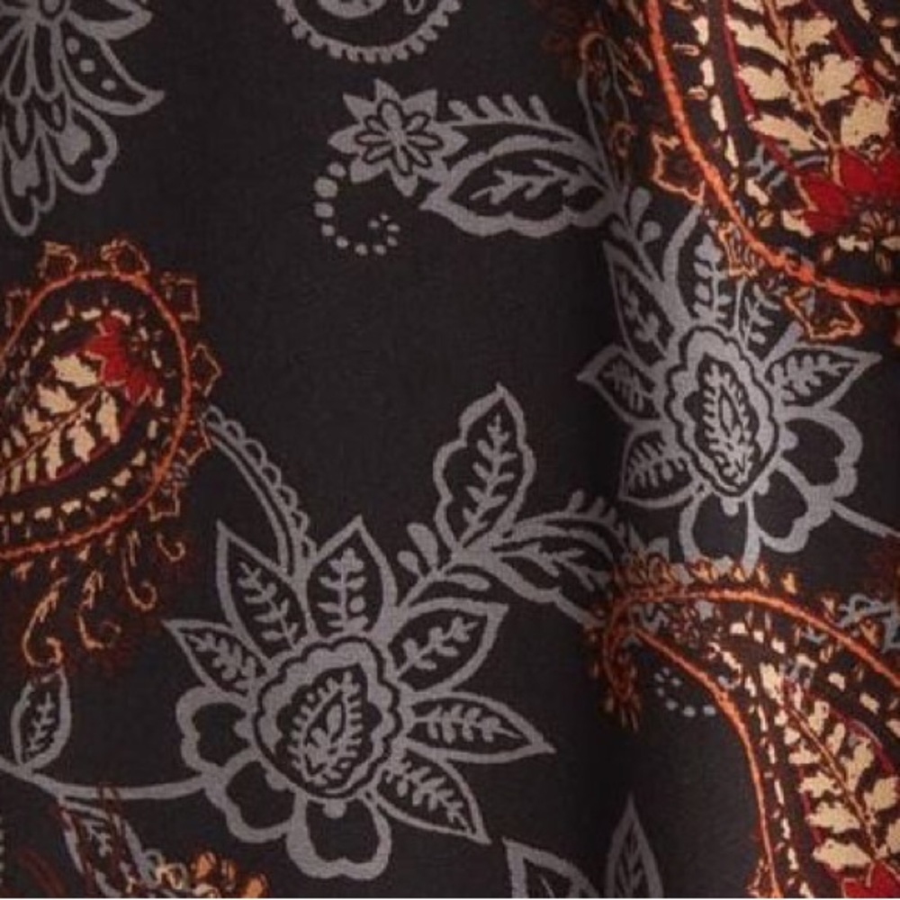 Loveappella Black Boho Paisley Long Sleeve Faux Wrap Dress Women’s Size Large - Picture 5 of 11